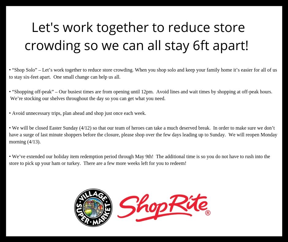 Message From Shop Rite Middle Township New Jersey